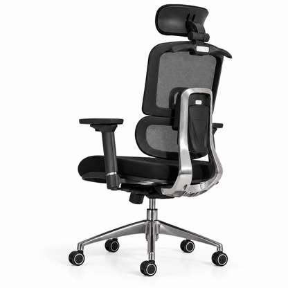 Chaise AVA noire, vue de trois quarts arrière droit